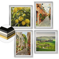 WANDBILDER 4er Set - 50x50 cm & 40x60 cm Silberner Rahmen - Bezaubernde Straßen voller Zitronenblüten - Silberfarben, Kunststoff (50/50cm) - ArtPrintCave