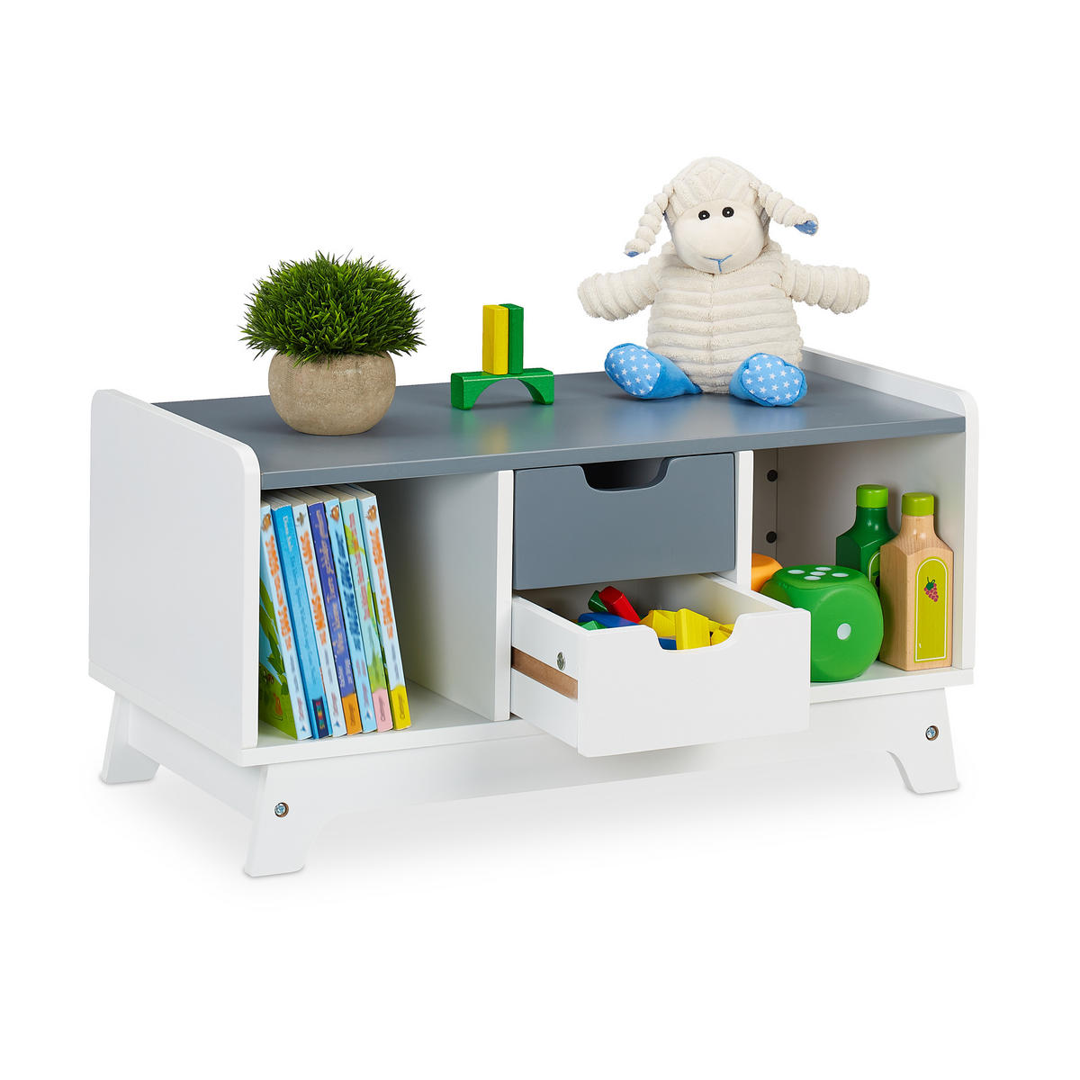 KINDERREGAL - Weiß, Holzwerkstoff (60/30/30cm) - Relaxdays