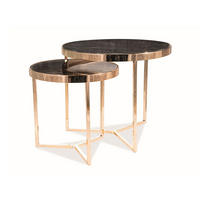 COUCHTISCH 2ER SET Delia gold / Marmor - Goldfarben/Schwarz, Glas/Holz (60/60/52cm) - Feldmann-Wohnen