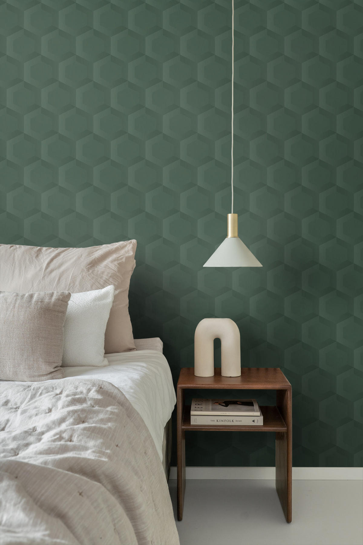 TAPETE 3D Wabenmuster 53 cm x 10.05 m - Grün, Papier (53/1000cm) - Origin Wallcoverings