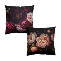 DEKOKISSEN 2er-Set Dunkle Blüten Duo 50/50 cm - Schwarz, Textil (50/50cm) - Bilderwelten