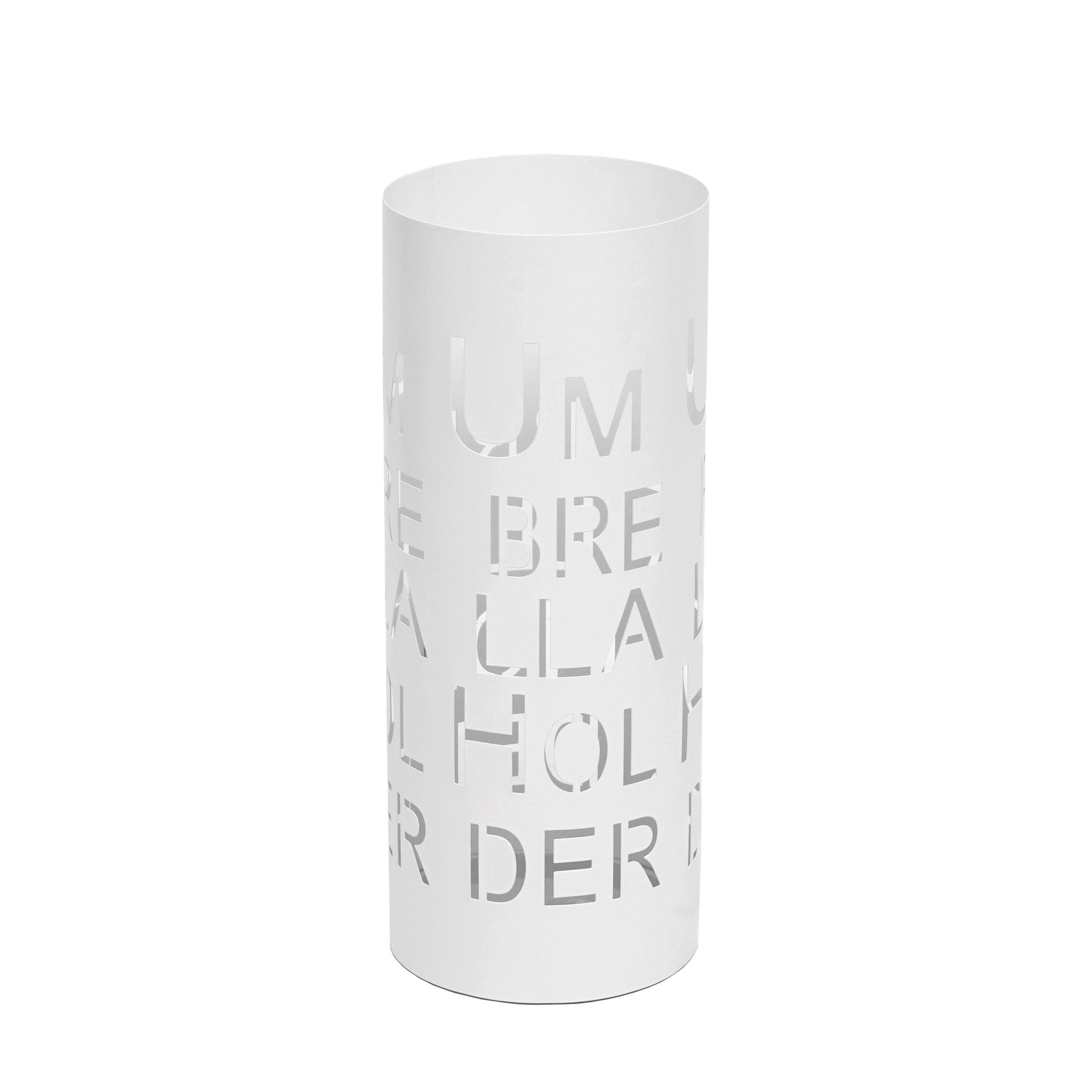 SCHIRMSTÄNDER SCHRIFT WEIß Weiß - Weiß, Metall (22/55/22cm) - MCW