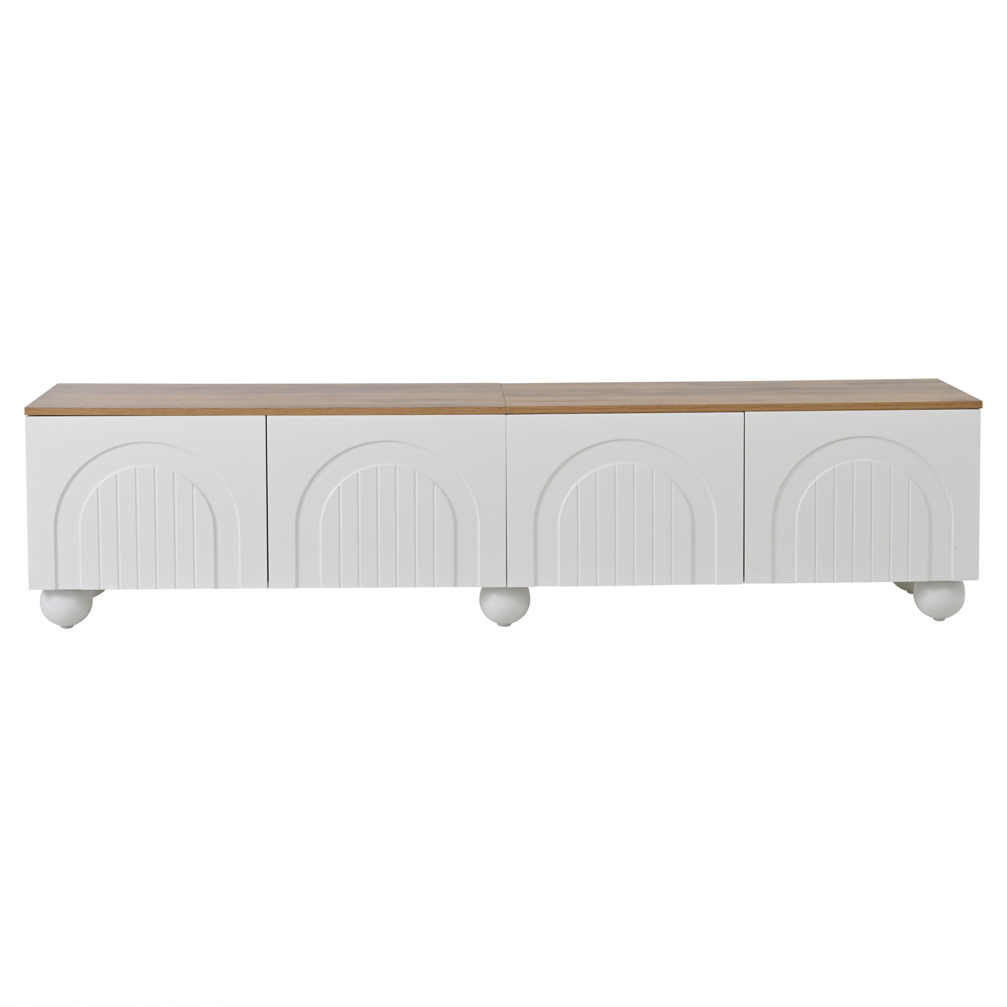 TV-MÖBEL Palermo Weiß Eichefarben 180/40/45 cm - Weiß, Holzwerkstoff (180/45/40cm) - PANGIVO