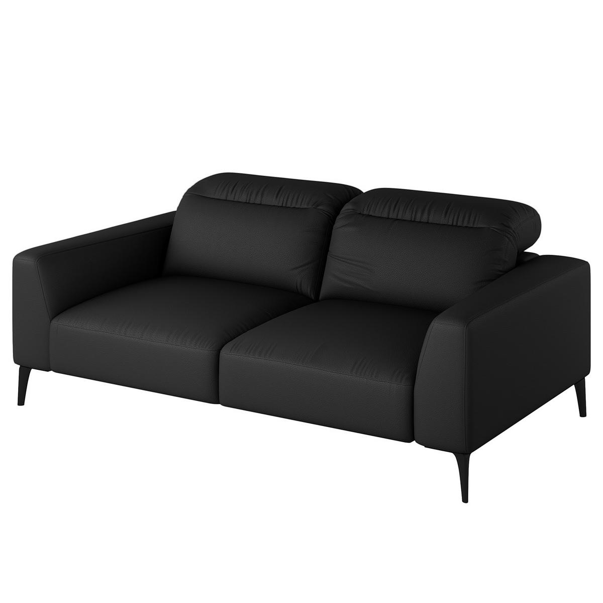 2-SITZER SOFA - Schwarz, Leder/Metall (170/73/107cm) - home24