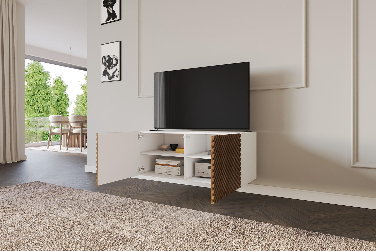 LOWBOARD ZENO-W 100x40x41 cm - Weiß / Schwarz - Schwarz, Holzwerkstoff (100/40/41cm) - ALTDECOR