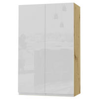 HÄNGESCHRANK Florence W4/60 Eiche Artisan / RAL 9003 signalweiß HG 60 / 32,5 / 96cm - Weiß Hochglanz/Eiche Artisan, Holz/Holzwerkstoff (60/96/32.5cm) - Feldmann-Wohnen