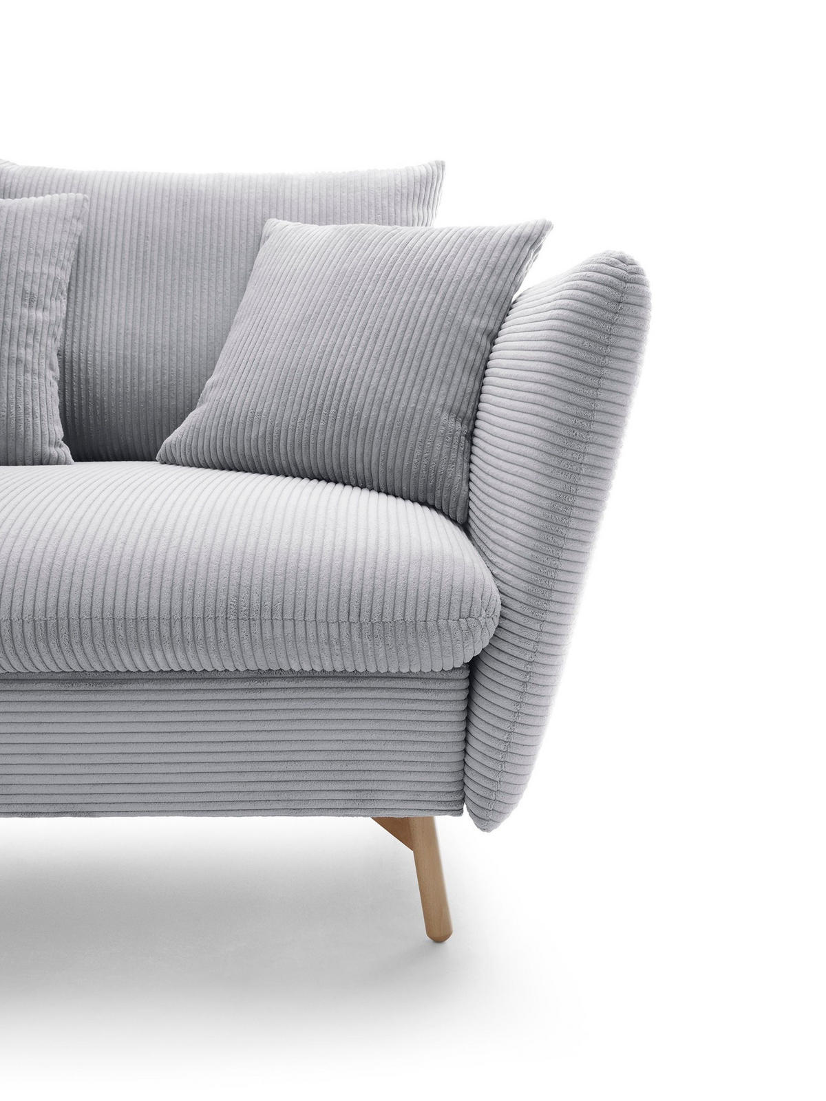 ECKSOFA NERA Grau Kordstoff mit Schlaffunktion - Grau, Holz (258/167cm) - MASSENO