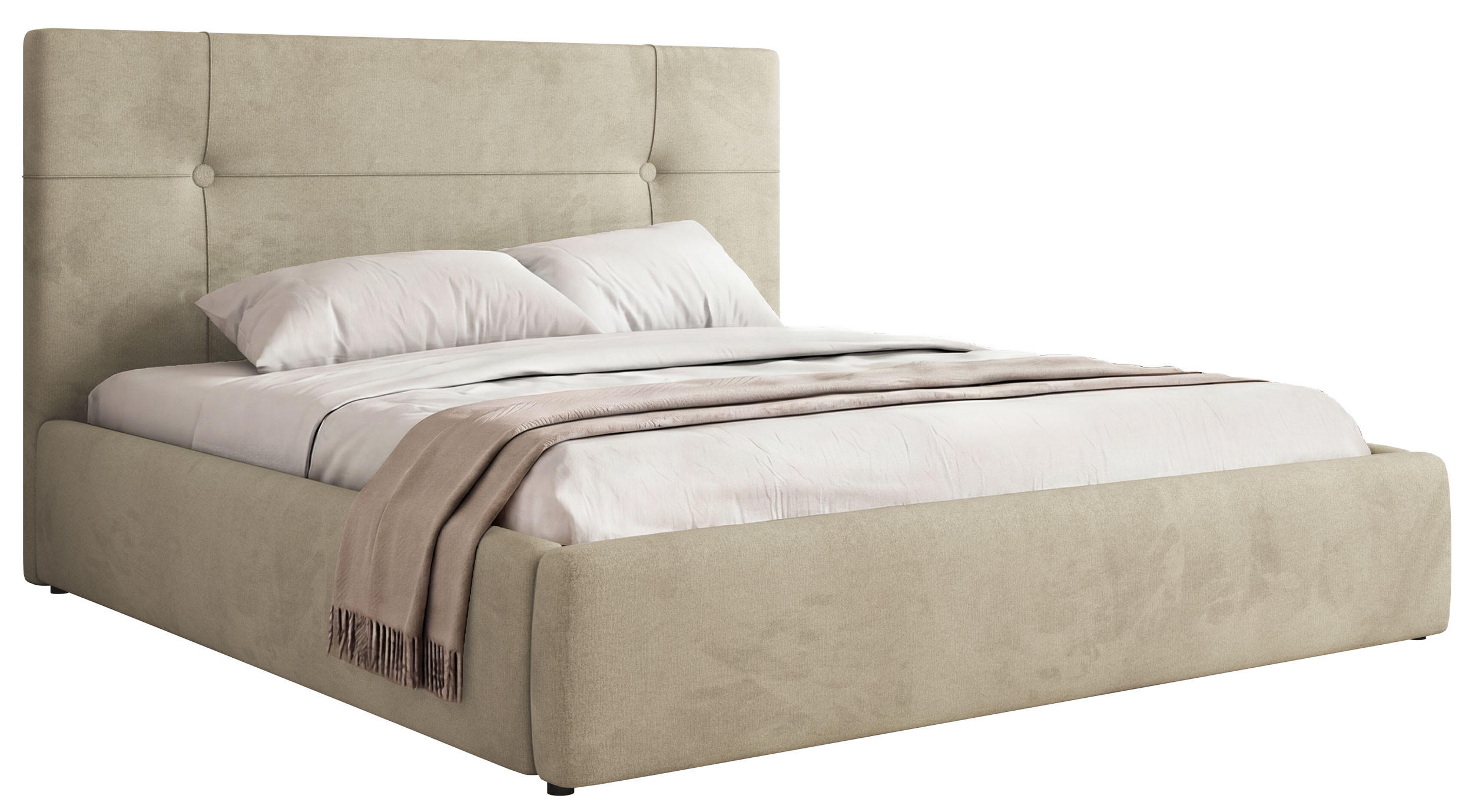 ČALÚNENÁ POSTEĽ CALERIO CLASSIC 140/200 - Béžová Samet - Matrac Multipocket - čierna/béžová, textil/plast (140/200cm) - MKS