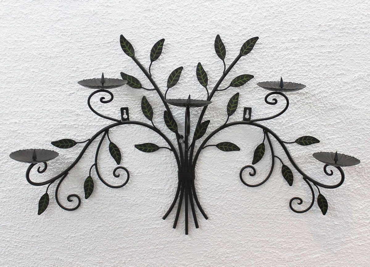 WANDKERZENHALTER Metall Dunkelbraun antik 70/10/43 cm - Braun, Metall (70/43/10cm) - DanDiBo