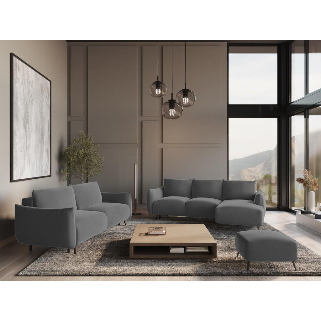 Thumbnail - Makamii Wohnlandschaft, Grau, Textil, 4-Sitzer, Füllung: Schaumstoff, U-Form, 317x86x162 cm, Made in EU, Wohnzimmer, Sof...