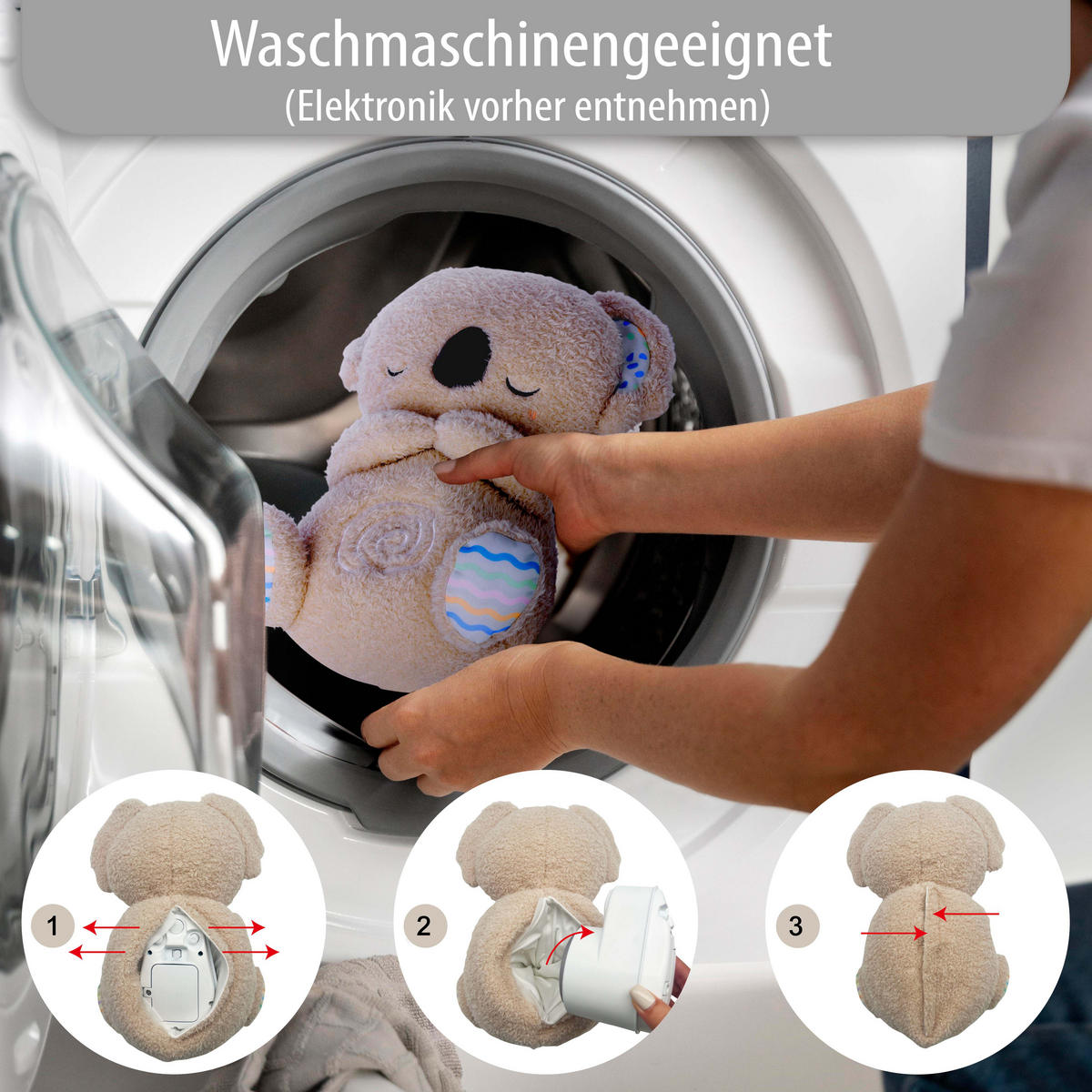 KUSCHELTIER-NACHTLICHT mit Musik und Timer für Neugeborene - waschbar und beruhigend - Weiß, Kunststoff (20.2/17.3/28.8cm) - Northpoint