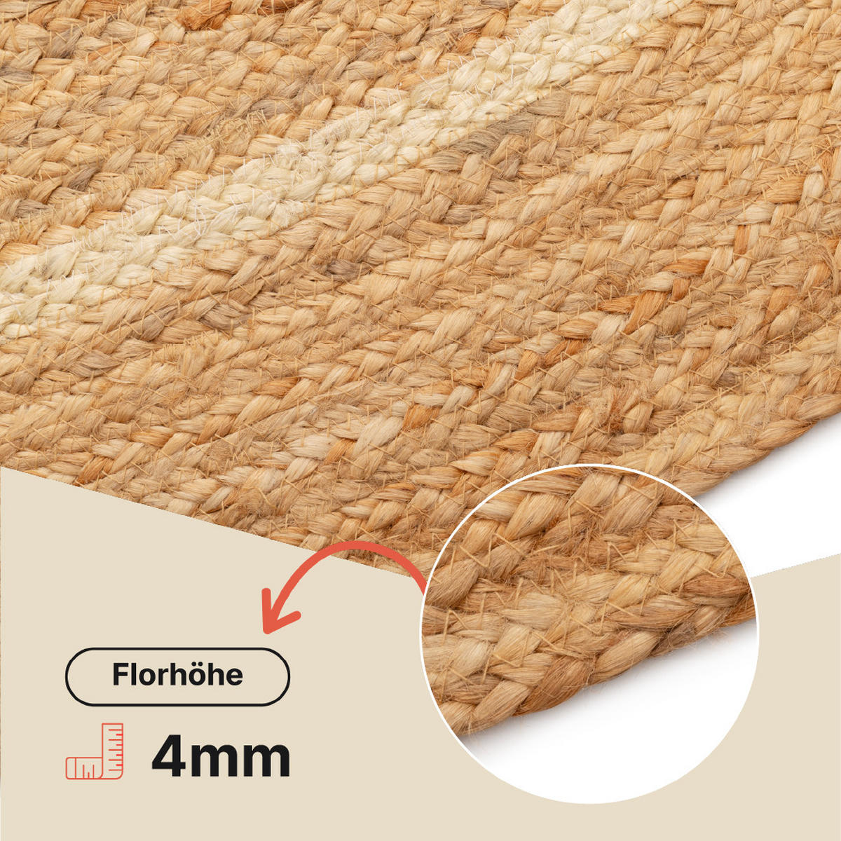 TEPPICH JUTE Rund Braun Beige 80/80 cm - Beige, Textil (80/80cm) - Tapiso
