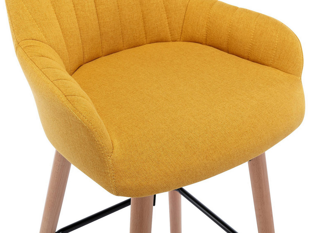 BARHOCKER - 47 cmcm x 52 cmcm - Stoff - Senffarben - ELEANA - Dunkelgelb, Textil (47/98/52cm) - Vente-Unique