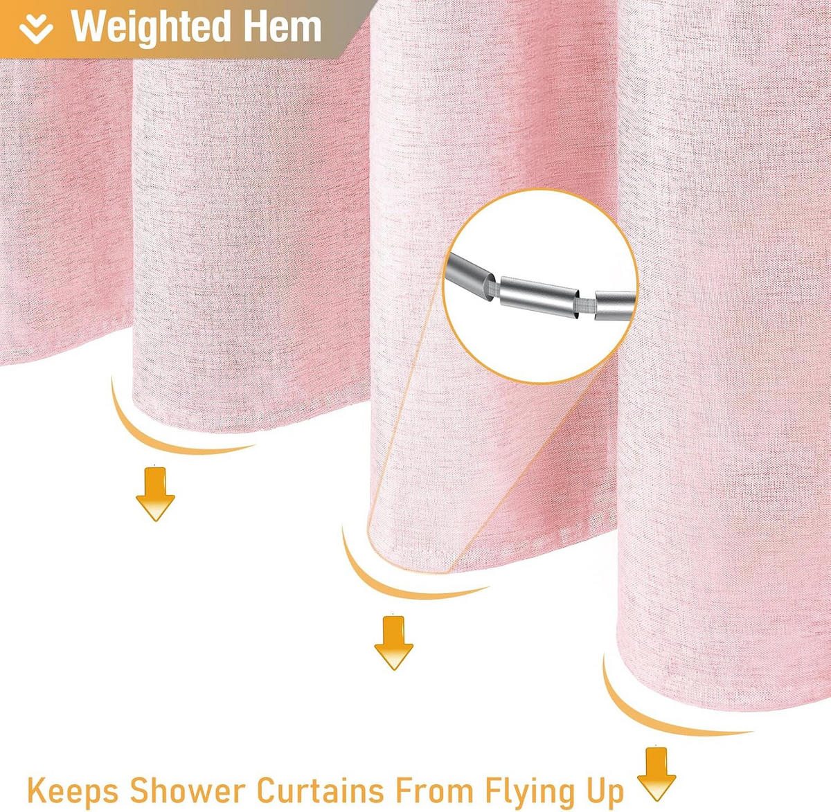 DUSCHVORHANG, Pink, Leinenoptik, 150 x 200 cm - Pink, Textil (150/200cm)