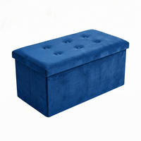 SAMTHOCKER mit Stauraum 76/38/38 cm - Dunkelblau, Textil (38/38/76cm) - SCENA LIVING