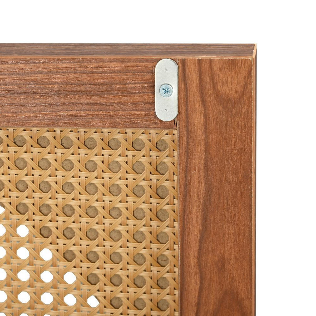 SIDEBOARDS mit 3 Rattan verzierten Türen，Nussbaum - Walnussfarben, Holz (40/76/129.8cm) - KOMHTOM