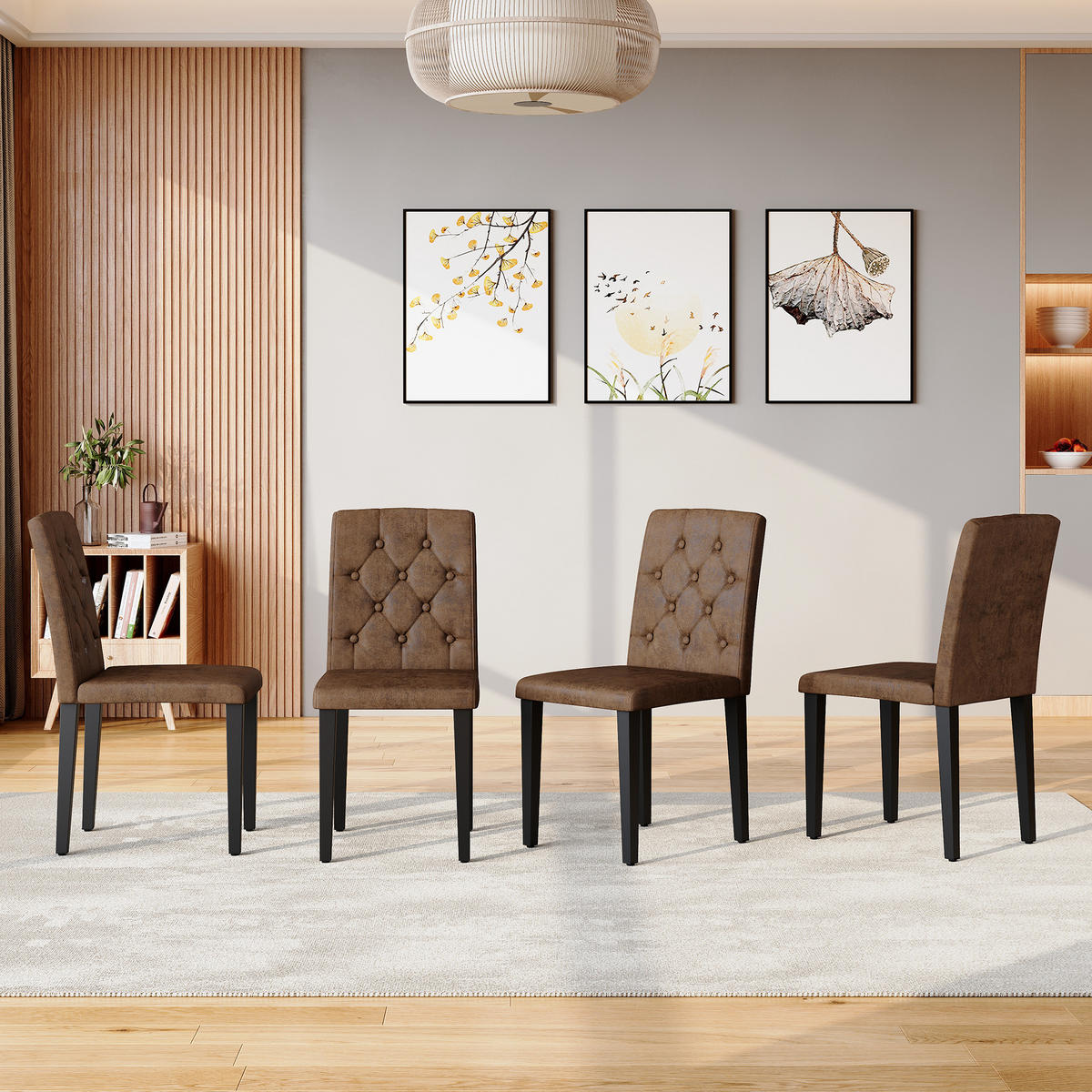 STUHL-SET DE-36651 4 Stück mit Velours-Optik und Metallbeinen Braun - Braun, Metall (46/89/42cm) - ComfortXL