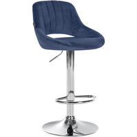 BARHOCKER Milos Samt chrom blau - Blau/Chromfarben, Textil/Metall (47/106/48cm) - TPFLiving