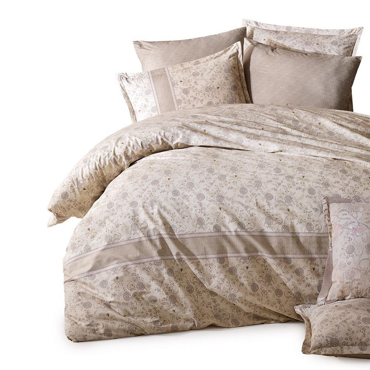 BETTWÄSCHE 5-teilig 200/200 cm DEFNE - Braun, Textil (200/200cm) - ROLFNERS