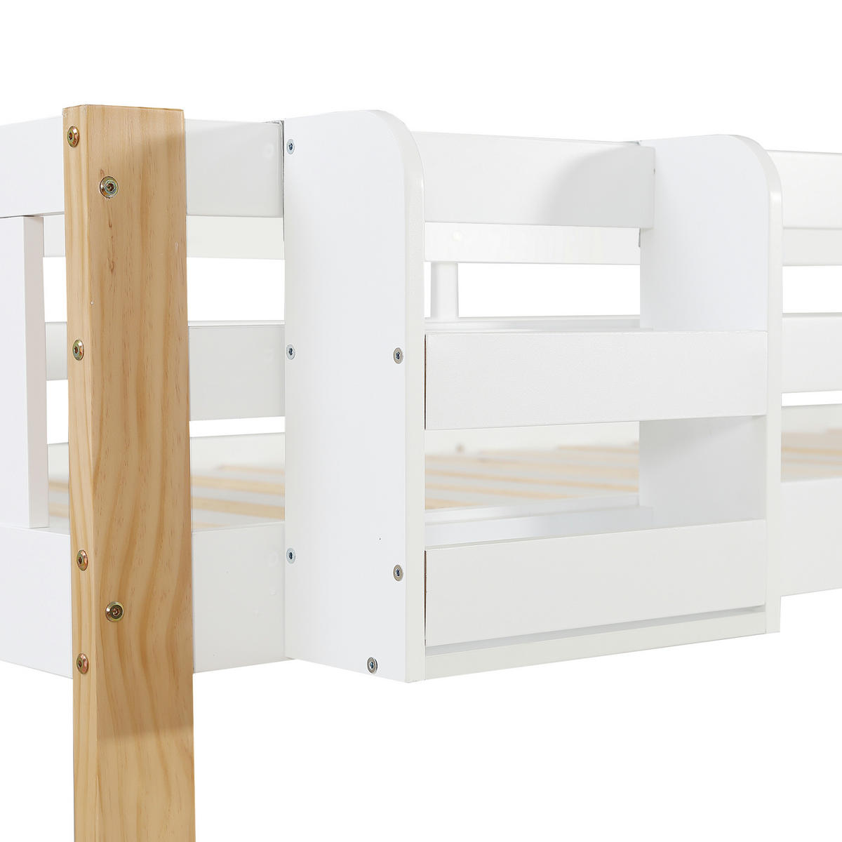 ETAGENBETT 90/200 cm + 120/200 cm Weiß, Natur - Ahornfarben/Weiß, Holz/Holzwerkstoff - Raumix