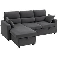 ECKSOFA Dunkelgrau 205/135/76 cm mit Bettfunktion und Stauraum - Dunkelgrau, Metall (205/135cm) - PANGIVO