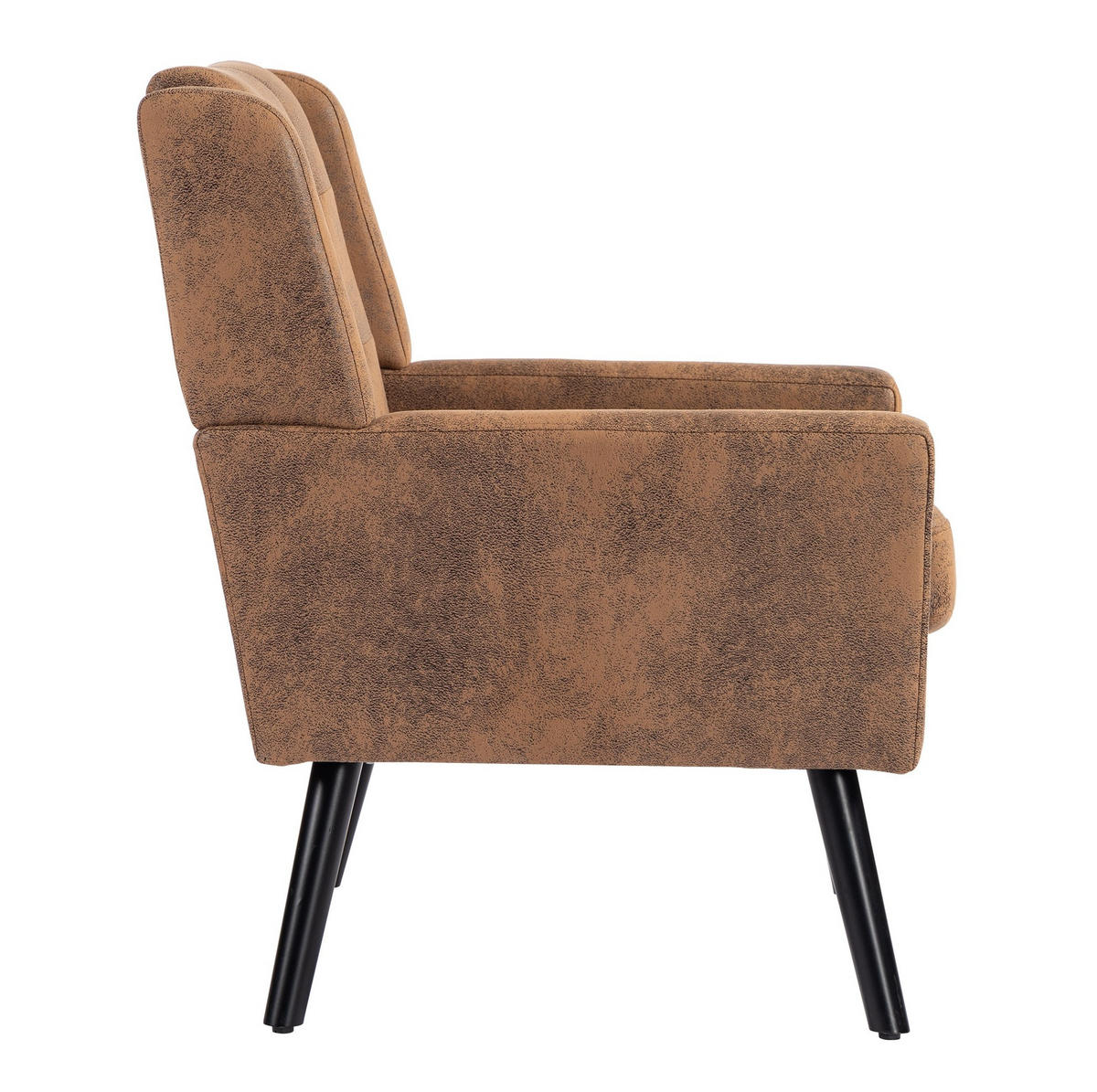 ČALOUNĚNÉ křeslo s prošíváním, silným polstrováním a nohami z masivního dřeva, Kávová - tmavě hnědá, textil (76/88/68cm) - Redom