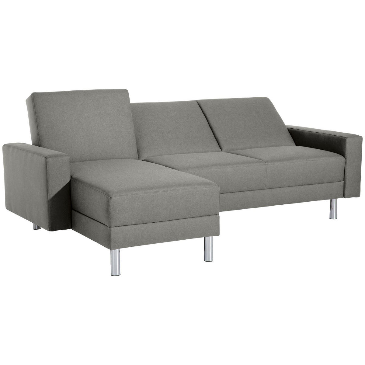 FUNKTIONSSOFA mit Hocker Katryna Flachgewebe hellgrau - Hellgrau, Kunststoff (144/92/230cm) - 58aufmkessel