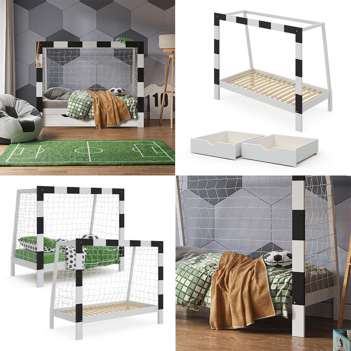 DĚTSKÁ POSTEL Fußballtor Bílá - bílá, dřevo - VitaliSpa