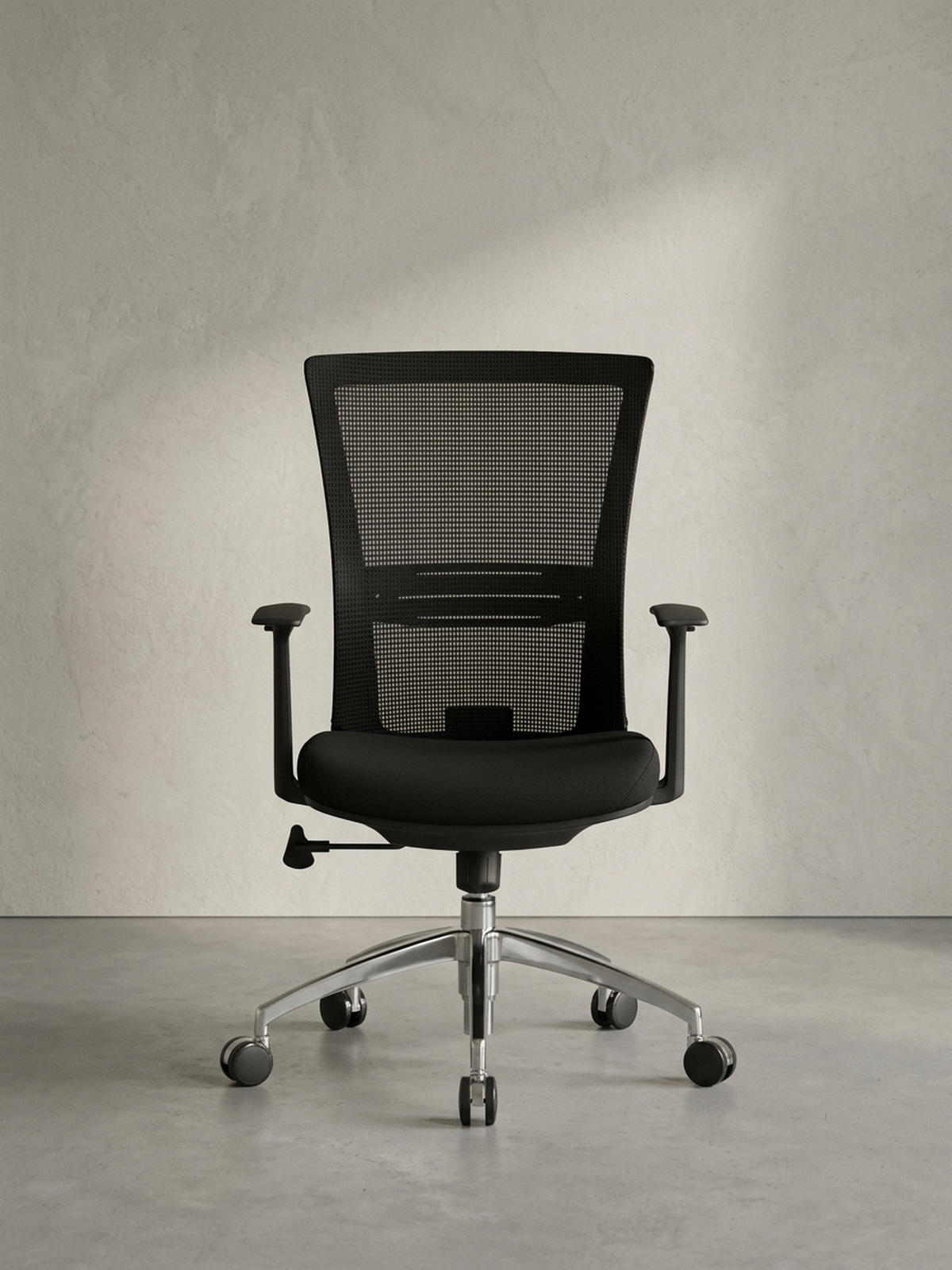 BÜROSTUHL Schwarz Netz drehbar mit verstellbarer Rückenlehne und Aluminiumfußkreuz bis 120 kg - Silberfarben/Schwarz, Textil (70/107/63cm) - KADIMA DESIGN