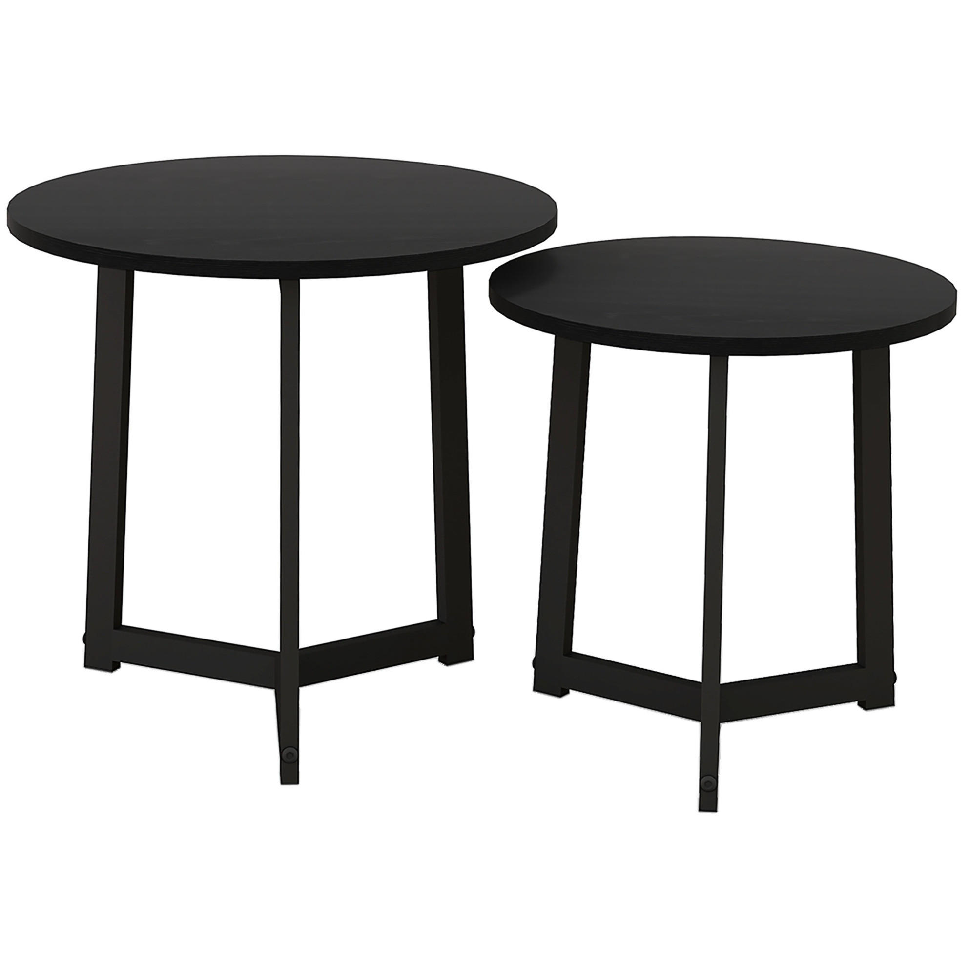 OKWISH SADA konferenčních stolků 48/48/45 cm černá z oceli se zasouvacím designem