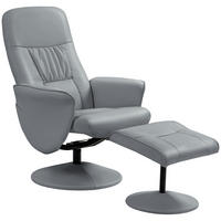 RELAXSESSEL mit Hocker, Fernsehsessel, TV Sessel mit Liegefunktion, Kunstleder - Hellgrau/Grau, Metall (76/101/81cm) - HOMCOM