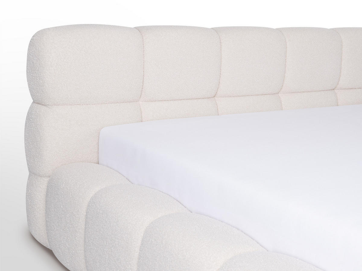 POLSTERBETT Miley Hellbeige 180/200 cm Boucle mit Bettkasten - Beige, Holz/Textil (180/200cm) - wonello