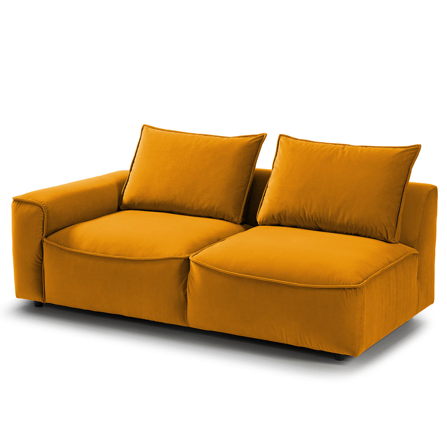2,5-SITZER SOFA - modular - Schwarz/Orange, Kunststoff/Textil (184/82/99cm) - home24