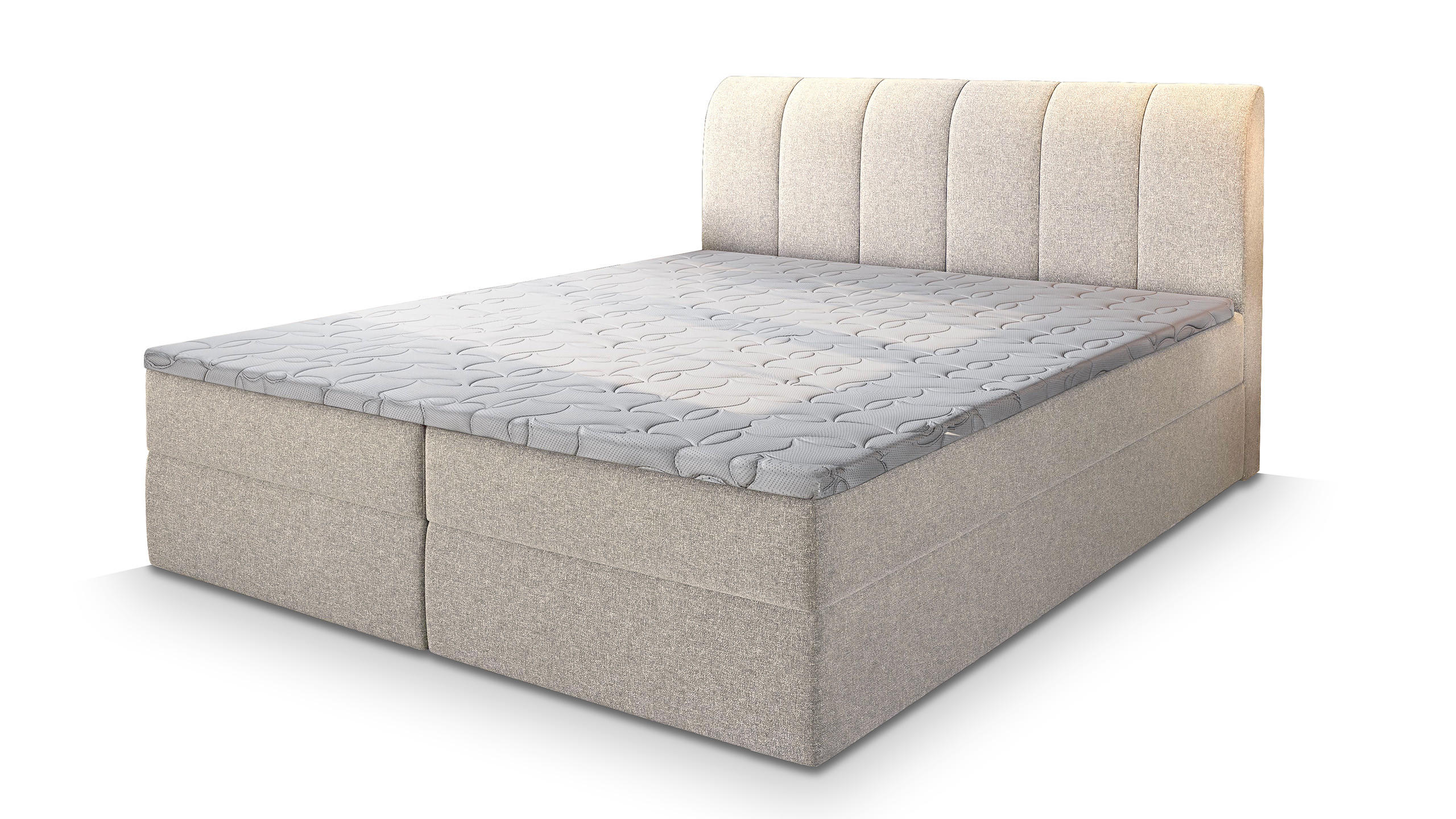 BOXBETT CEVANO 180x200 cm mit Matratze und Topper - Beige - Beige, Holz (180/200cm) - MASSENO