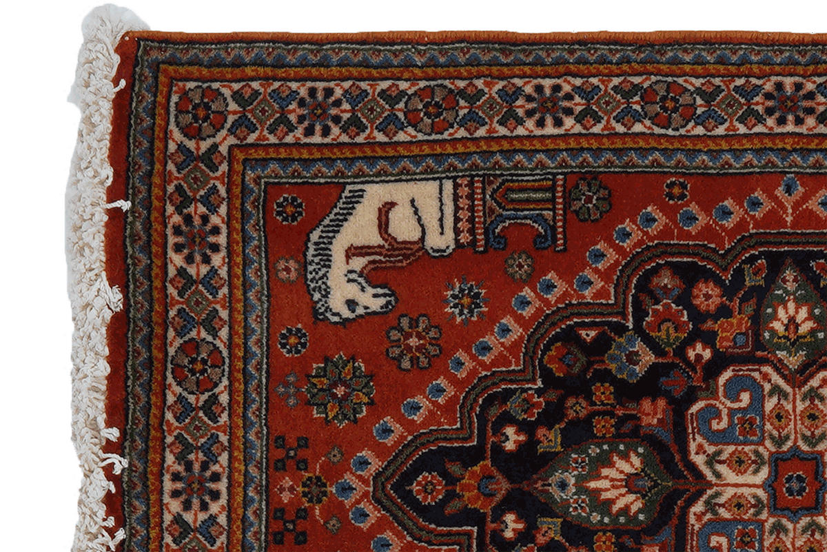 TEPPICH Gashgai Blau 83/56 cm Schurwolle - Blau, Textil (56/83cm) - Looma