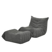 SCHLAFSESSEL mit Fußhocker Teddyfell Grau 2er-Set - Grau, Kunststoff (90/70/100cm) - Beauniv