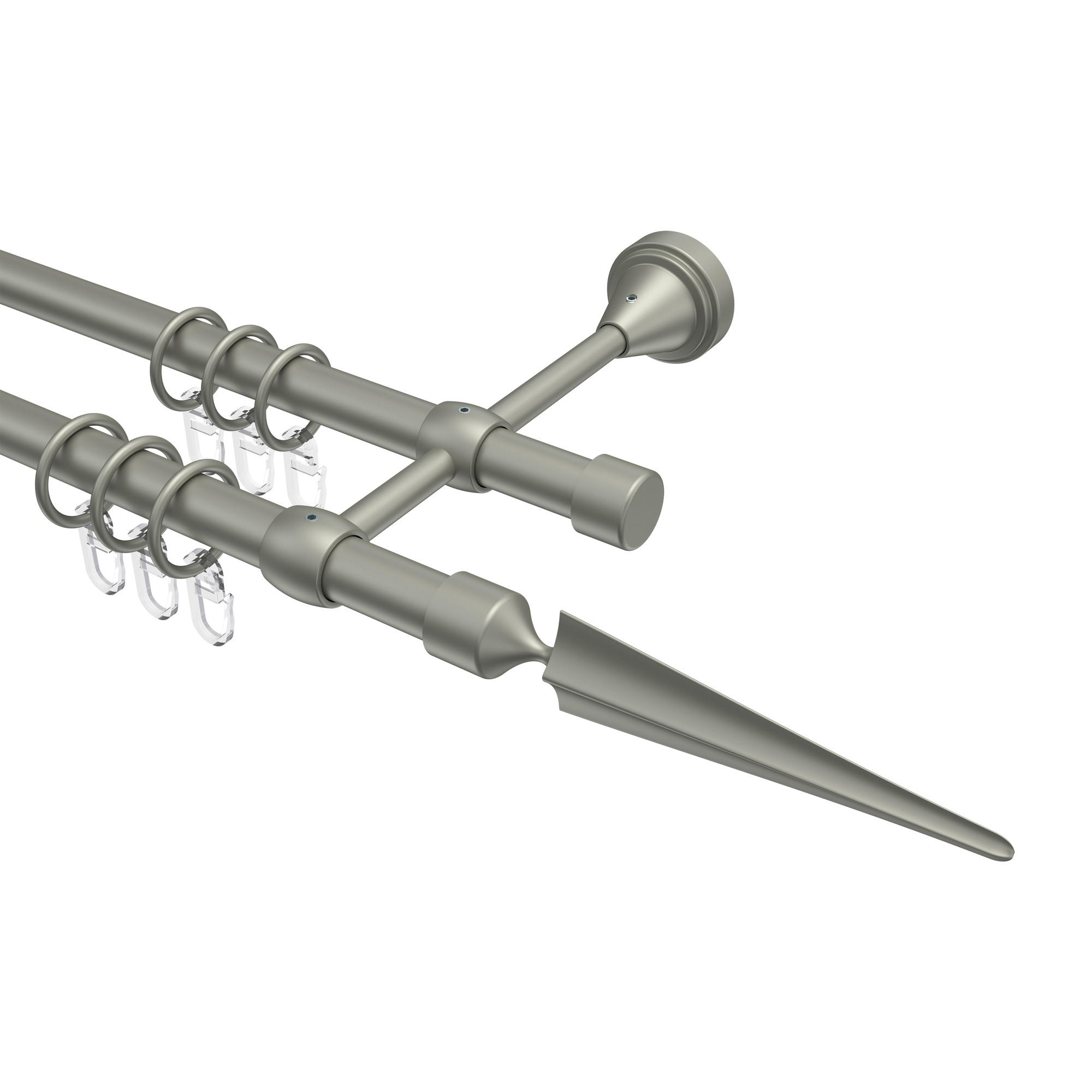 GARDINENSTANGE Primus Lorenzo 100 cm, 2-läufig, 16 mm Ø Chrom matt - Chromfarben/Nickelfarben, Metall (100cm) - INTERDECO