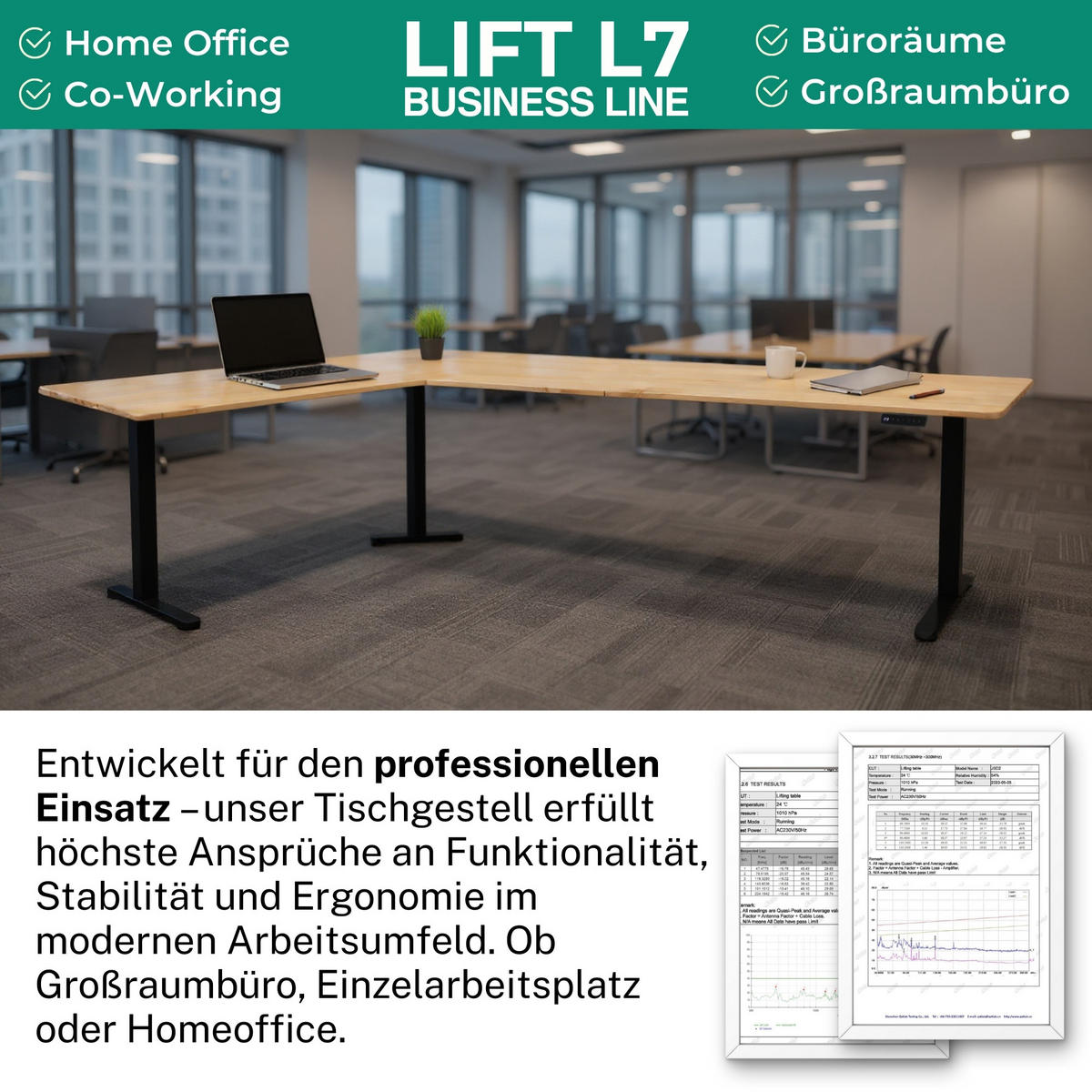 ECK TISCHGESTELL HÖHENVERSTELLBAR Lift L7 grau - Grau, Metall (68/180/118cm) - Albatros