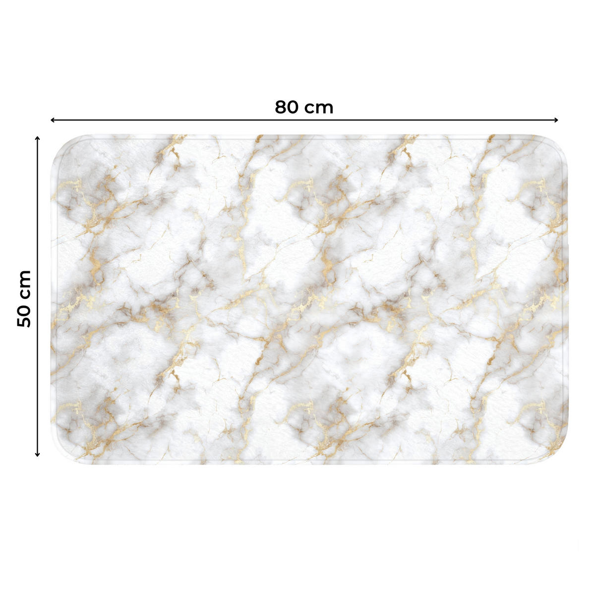 WC PŘEDLOŽKA Zlaté žilky - Mramor - Bílý 80x50 cm - bílá, textil/plast (80/1cm) - OnlyWow