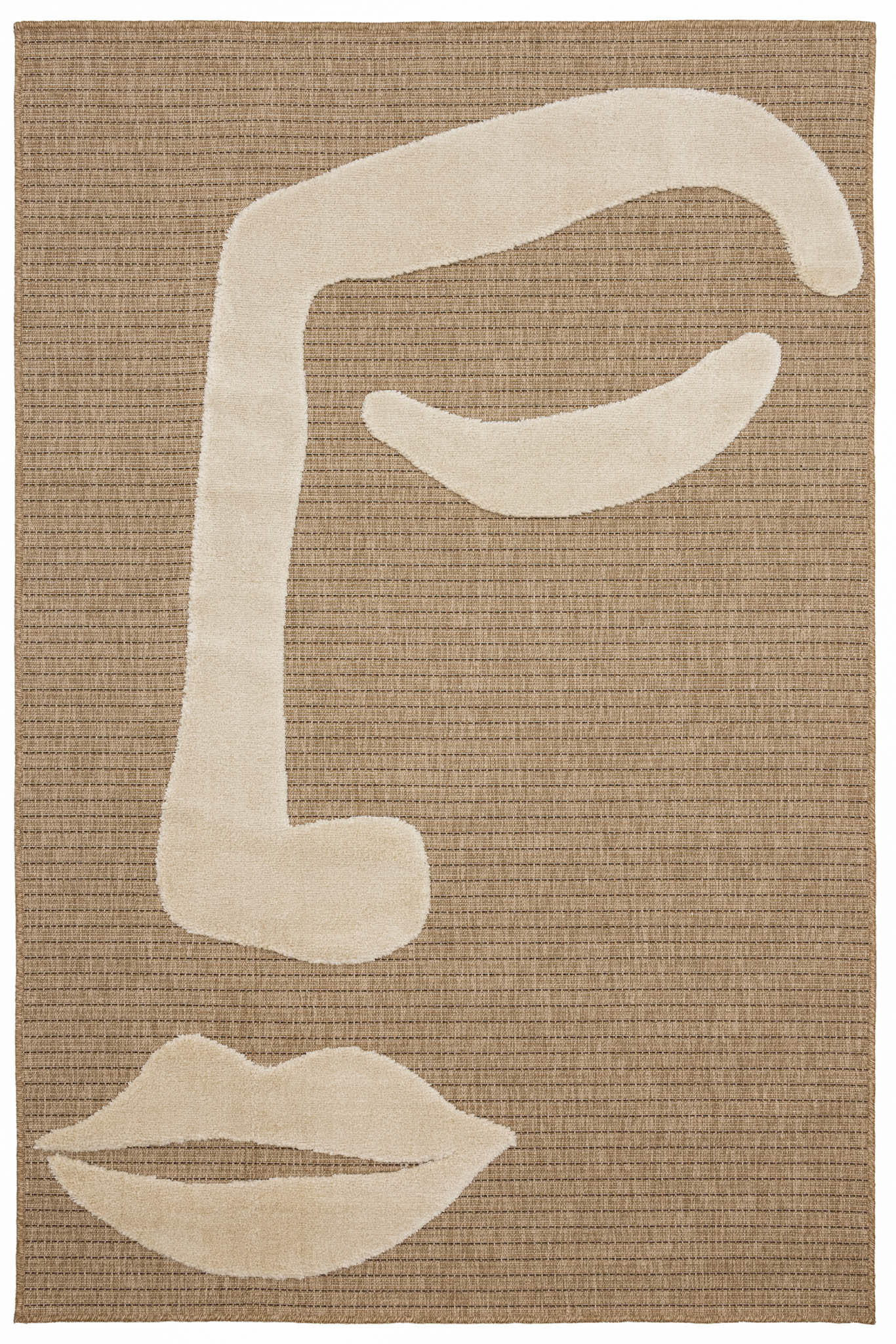 TEPPICH mit Juteoptik weißem Gesichtsmotiv Palma 120x170 cm - Weiß, Textil (150/170cm) - Nazar Rugs