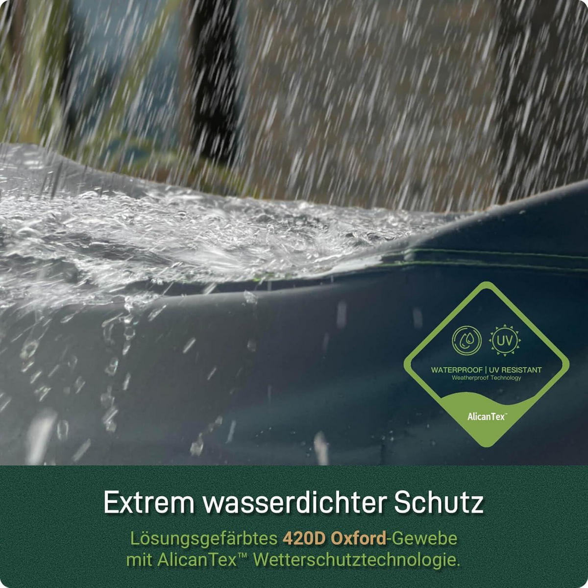 ABDECKUNG Sonneninsel Wasserdicht Ø230x90/48cm - Schwarz, Textil (230/90/230cm)