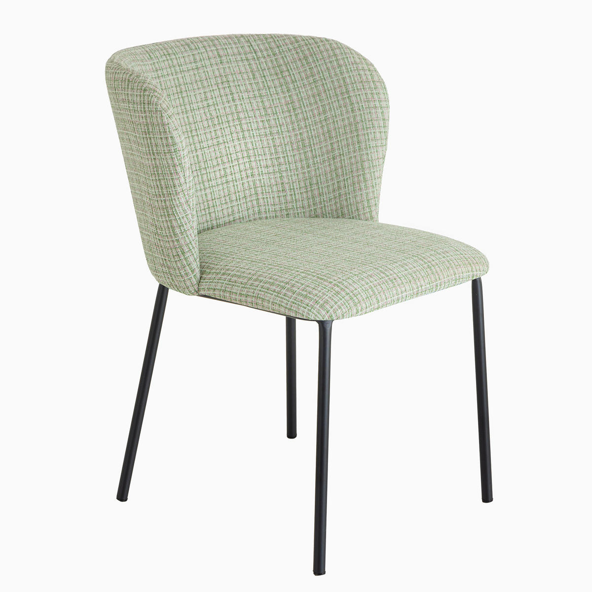 STUHL LYON Bouclé 75 cm - Schwarz/Rosa, Textil/Metall (54/75/58cm) - riess-ambiente