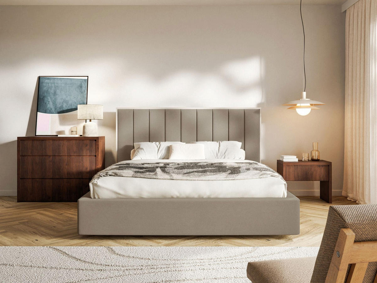 POLSTERBETT Togents Braun mit Veloursbezug und Bettkasten, 180x200 cm - Braun, Textil (180/200cm) - Selsey