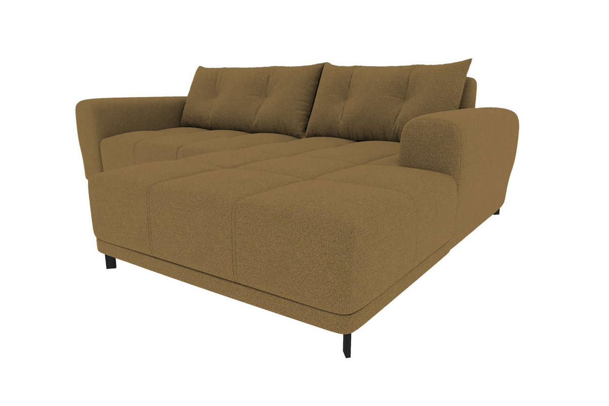 ECKSOFA Massimo Strukturstoff Olivgrün inkl. Schlaffunktion Rechts - Schwarz/Olivgrün, Textil/Metall (246/177cm) - 99rooms
