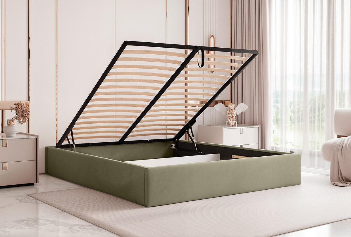 POLSTERBETT Casentico 160x200 cm, Altrosa - Olivgrün, Textil (160/200cm) - Fedve