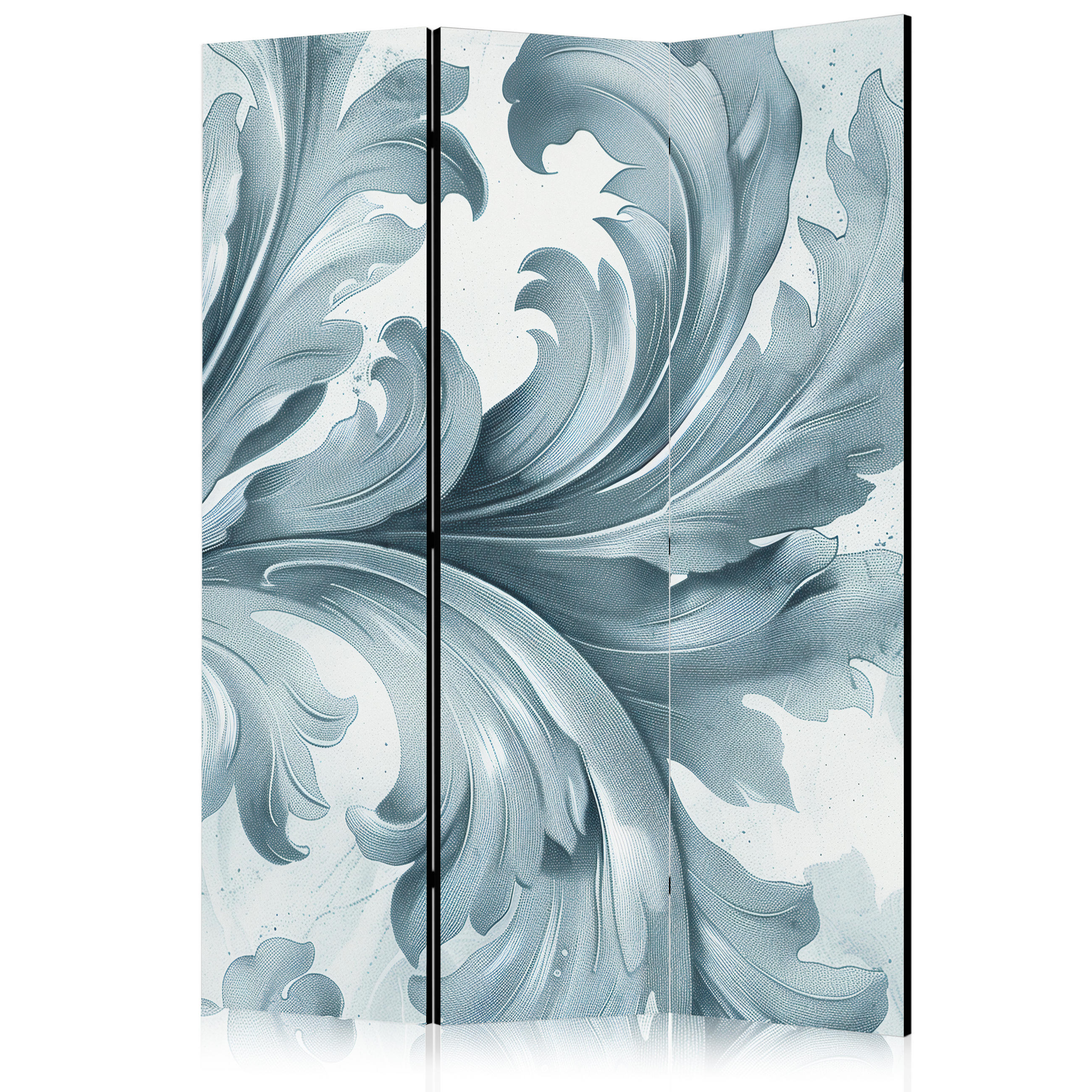 PARAVENT Einseitig Bedruckter 3-tlg 135x172 cm Barocke Dekorationen - Blau, Holz/Textil (135/172/3cm) - Muralo