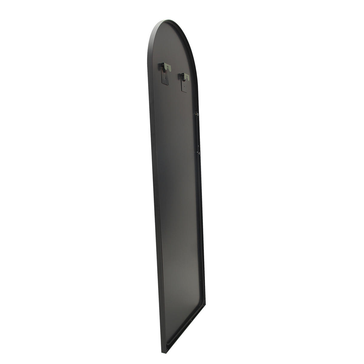 STANDSPIEGEL Gewölbter, 1650 × 600 mm, freistehend, Aluminiumrahmen, schwarz (65 × 23,6 Zoll) - Schwarz, Glas/Metall (60/165/3cm) - WoodenAura