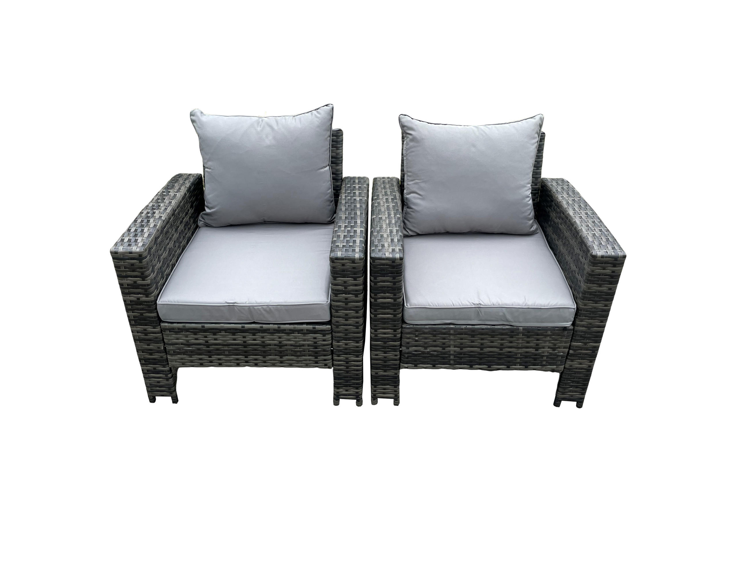 LOUNGESOFA SET Polyrattan 2-Sitzer - Dunkelgrau/Grau, Kunststoff/Metall - Fimous