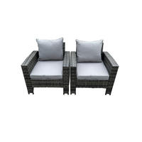 LOUNGESOFA SET Polyrattan 2-Sitzer - Dunkelgrau/Grau, Kunststoff/Metall - Fimous