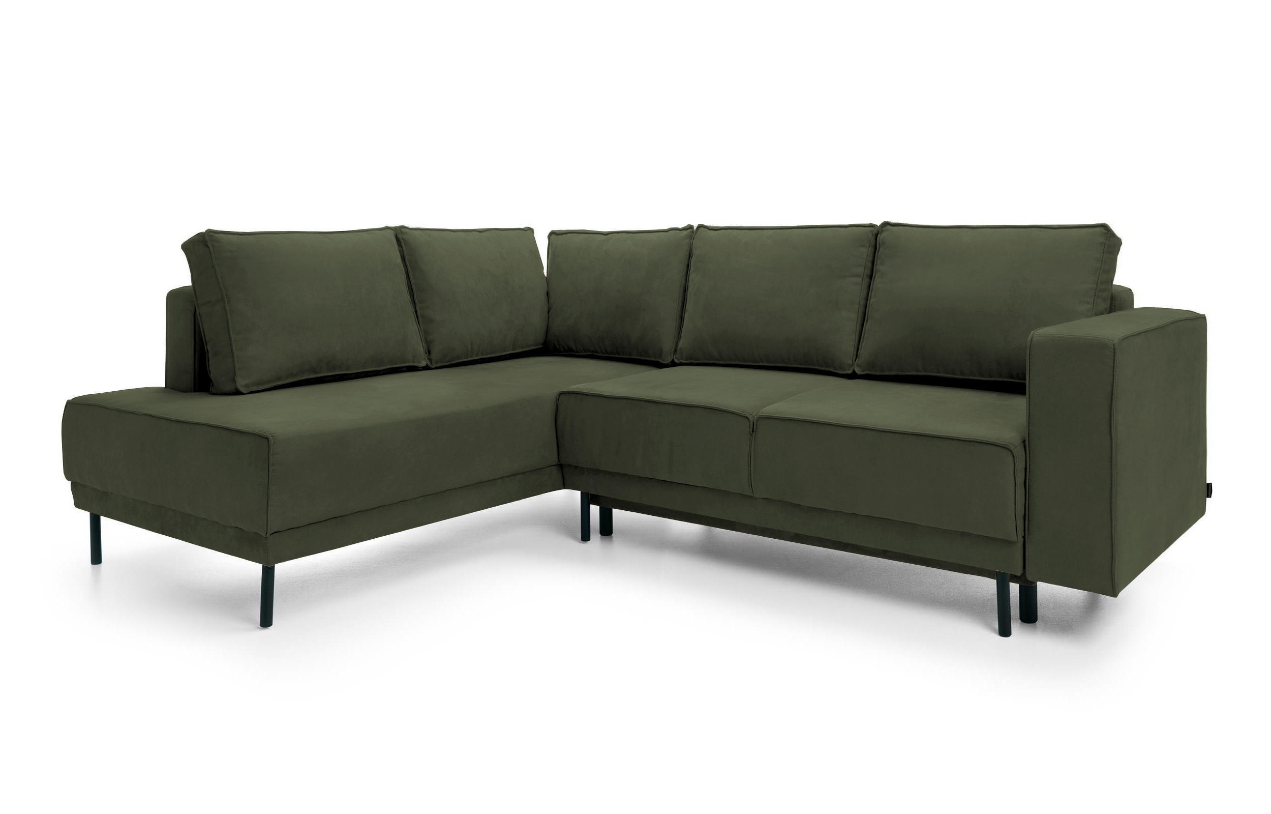 ECKSOFA Rodario Olivgrün Velours - Schwarz/Olivgrün, Textil/Metall (247/187cm) - Selsey